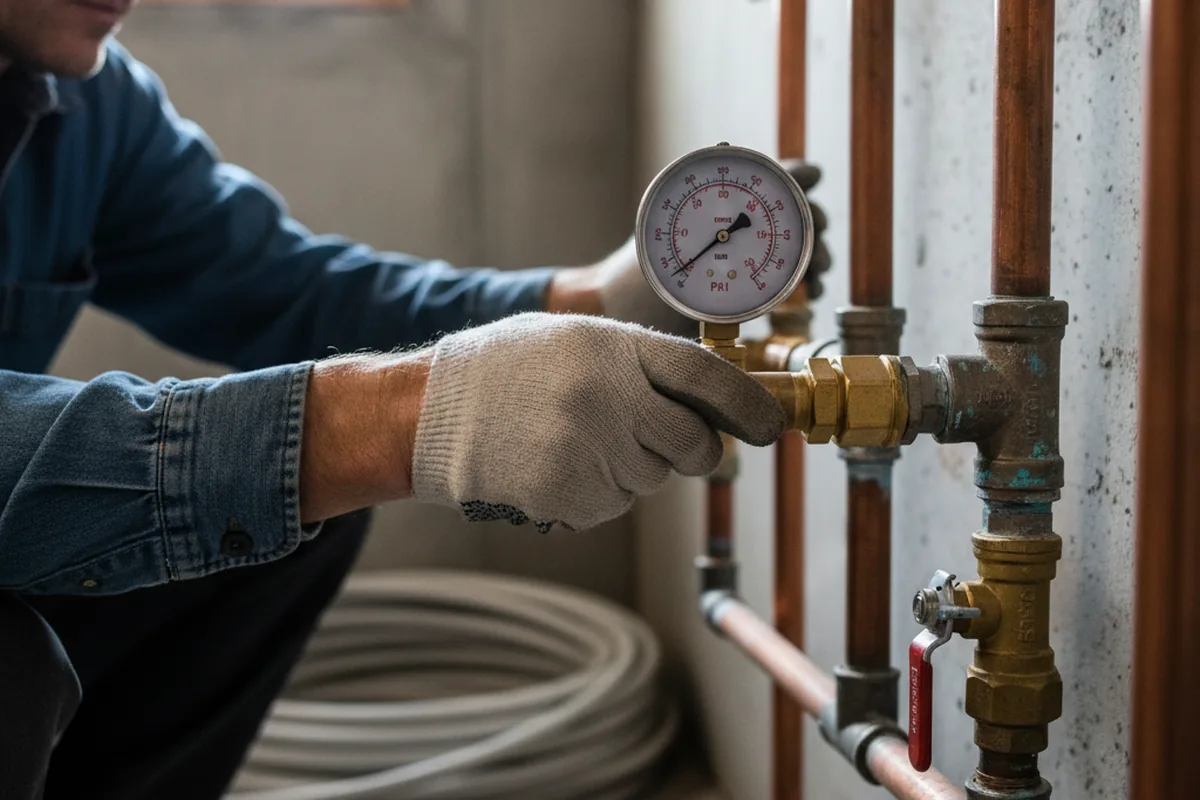 Pressure testing a repaired line during Water Line Repair in Somes Bar